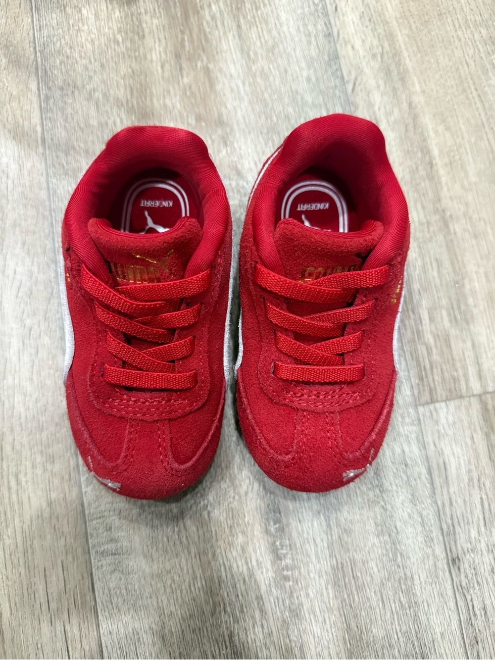 Puma Kids' Red Suede Low-Top Sneakers